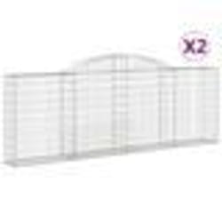 vidaXL Paniers à gabions arqués 2 pcs 300x30x100/120 cm fer galvanisé