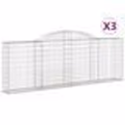 vidaXL Paniers à gabions arqués 3 pcs 300x30x100/120 cm fer galvanisé