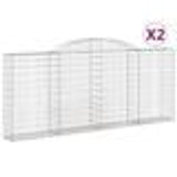vidaXL Paniers à gabions arqués 2 pcs 300x30x120/140 cm fer galvanisé