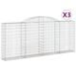 vidaXL Paniers à gabions arqués 3 pcs 300x30x120/140 cm fer galvanisé