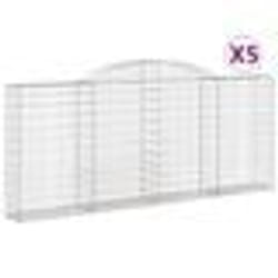 vidaXL Paniers à gabions arqués 5 pcs 300x30x120/140 cm fer galvanisé