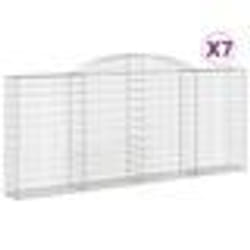 vidaXL Paniers à gabions arqués 7 pcs 300x30x120/140 cm fer galvanisé