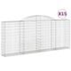 vidaXL Paniers à gabions arqués 15 pcs 300x30x120/140 cm fer galvanisé