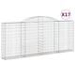 vidaXL Paniers à gabions arqués 17 pcs 300x30x120/140 cm fer galvanisé