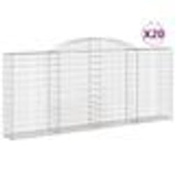 vidaXL Paniers à gabions arqués 20 pcs 300x30x120/140 cm fer galvanisé