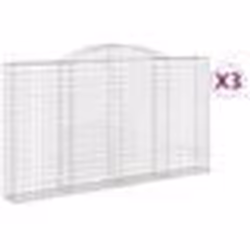 vidaXL Paniers à gabions arqués 3 pcs 300x30x160/180 cm fer galvanisé