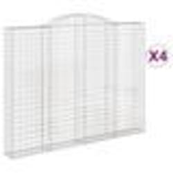 vidaXL Paniers à gabions arqués 4 pcs 300x30x220/240 cm fer galvanisé