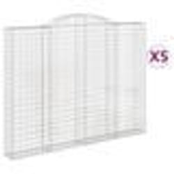 vidaXL Paniers à gabions arqués 5 pcs 300x30x220/240 cm fer galvanisé