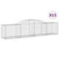 vidaXL Paniers à gabions arqués 15 pcs 300x50x60/80 cm fer galvanisé