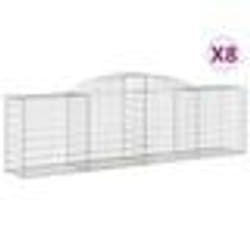vidaXL Paniers à gabions arqués 8 pcs 300x50x80/100 cm fer galvanisé