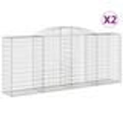 vidaXL Paniers à gabions arqués 2 pcs 300x50x120/140 cm fer galvanisé