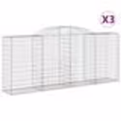vidaXL Paniers à gabions arqués 3 pcs 300x50x120/140 cm fer galvanisé