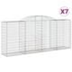 vidaXL Paniers à gabions arqués 7 pcs 300x50x120/140 cm fer galvanisé