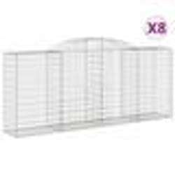vidaXL Paniers à gabions arqués 8 pcs 300x50x120/140 cm fer galvanisé