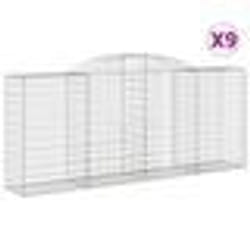 vidaXL Paniers à gabions arqués 9 pcs 300x50x120/140 cm fer galvanisé