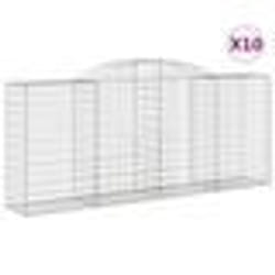 vidaXL Paniers à gabions arqués 10 pcs 300x50x120/140 cm fer galvanisé