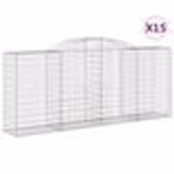 vidaXL Paniers à gabions arqués 15 pcs 300x50x120/140 cm fer galvanisé