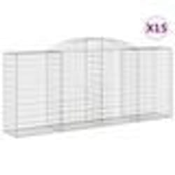 vidaXL Paniers à gabions arqués 15 pcs 300x50x120/140 cm fer galvanisé