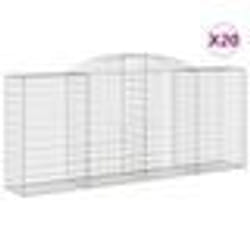 vidaXL Paniers à gabions arqués 20 pcs 300x50x120/140 cm fer galvanisé