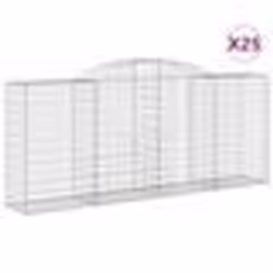 vidaXL Paniers à gabions arqués 25 pcs 300x50x120/140 cm fer galvanisé