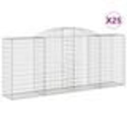 vidaXL Paniers à gabions arqués 25 pcs 300x50x120/140 cm fer galvanisé