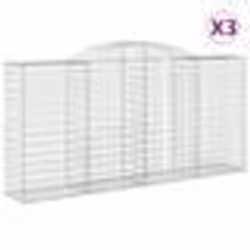 vidaXL Paniers à gabions arqués 3 pcs 300x50x140/160 cm fer galvanisé