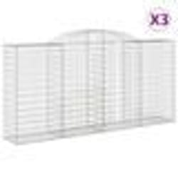 vidaXL Paniers à gabions arqués 3 pcs 300x50x140/160 cm fer galvanisé