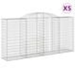 vidaXL Paniers à gabions arqués 5 pcs 300x50x140/160 cm fer galvanisé