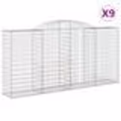 vidaXL Paniers à gabions arqués 9 pcs 300x50x140/160 cm fer galvanisé