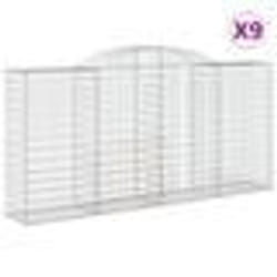 vidaXL Paniers à gabions arqués 9 pcs 300x50x140/160 cm fer galvanisé