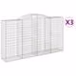 vidaXL Paniers à gabions arqués 3 pcs 300x50x160/180 cm fer galvanisé