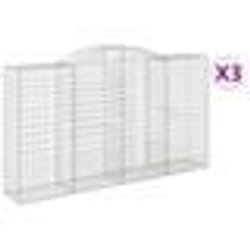 vidaXL Paniers à gabions arqués 3 pcs 300x50x160/180 cm fer galvanisé
