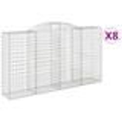 vidaXL Paniers à gabions arqués 8 pcs 300x50x160/180 cm fer galvanisé