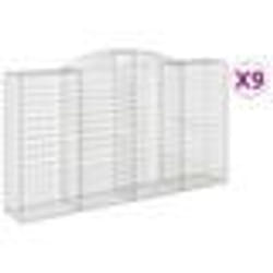 vidaXL Paniers à gabions arqués 9 pcs 300x50x160/180 cm fer galvanisé