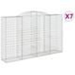 vidaXL Paniers à gabions arqués 7 pcs 300x50x180/200 cm fer galvanisé