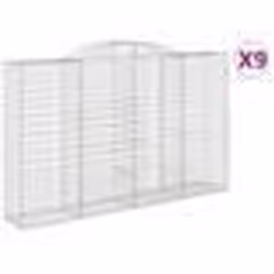 vidaXL Paniers à gabions arqués 9 pcs 300x50x180/200 cm fer galvanisé