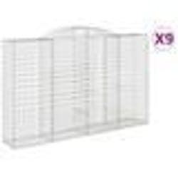 vidaXL Paniers à gabions arqués 9 pcs 300x50x180/200 cm fer galvanisé