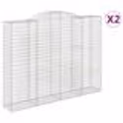 vidaXL Paniers à gabions arqués 2 pcs 300x50x220/240 cm fer galvanisé