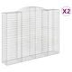 vidaXL Paniers à gabions arqués 2 pcs 300x50x220/240 cm fer galvanisé