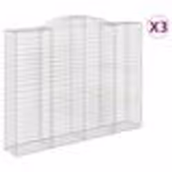 vidaXL Paniers à gabions arqués 3 pcs 300x50x220/240 cm fer galvanisé