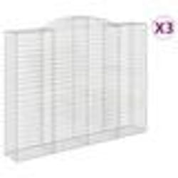vidaXL Paniers à gabions arqués 3 pcs 300x50x220/240 cm fer galvanisé