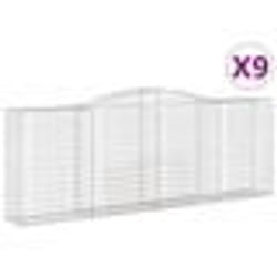 vidaXL Paniers à gabions arqués 9 pcs 400x50x140/160 cm Fer galvanisé