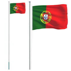 vidaXL Drapeau du Portugal et mât 6,23 m Aluminium