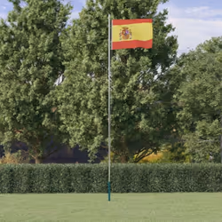 Combinant le mât sectionnel et le drapeau espagnol, cet ensemble de drapeau national attirera les regards dans votre jardin, ...