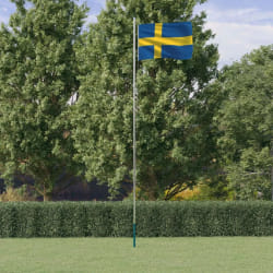 VidaXL Drapeau de la Suède et Mât Aluminium