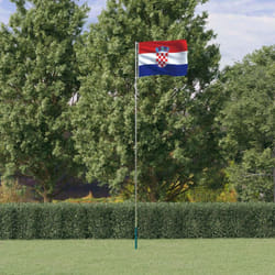 vidaXL Drapeau de la Croatie et mât 5,55 m Aluminium