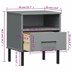 VidaXL 350971 Table de nuit et table de chevet Gris - Vue supplémentaire 8