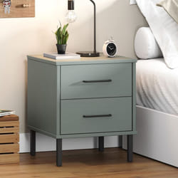 Vidaxl - Table de chevet avec pieds en métal Gris Bois pin massif oslo