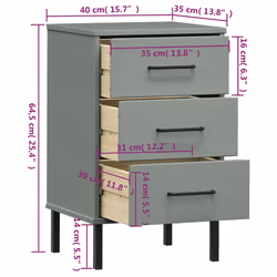 VidaXL 350977 Table de nuit et table de chevet Gris - Vue supplémentaire 8