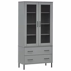 VidaXL 350992, Gris, Bois, Bois, Verre, Métal, Bois de pin, 850 mm, 350 mm